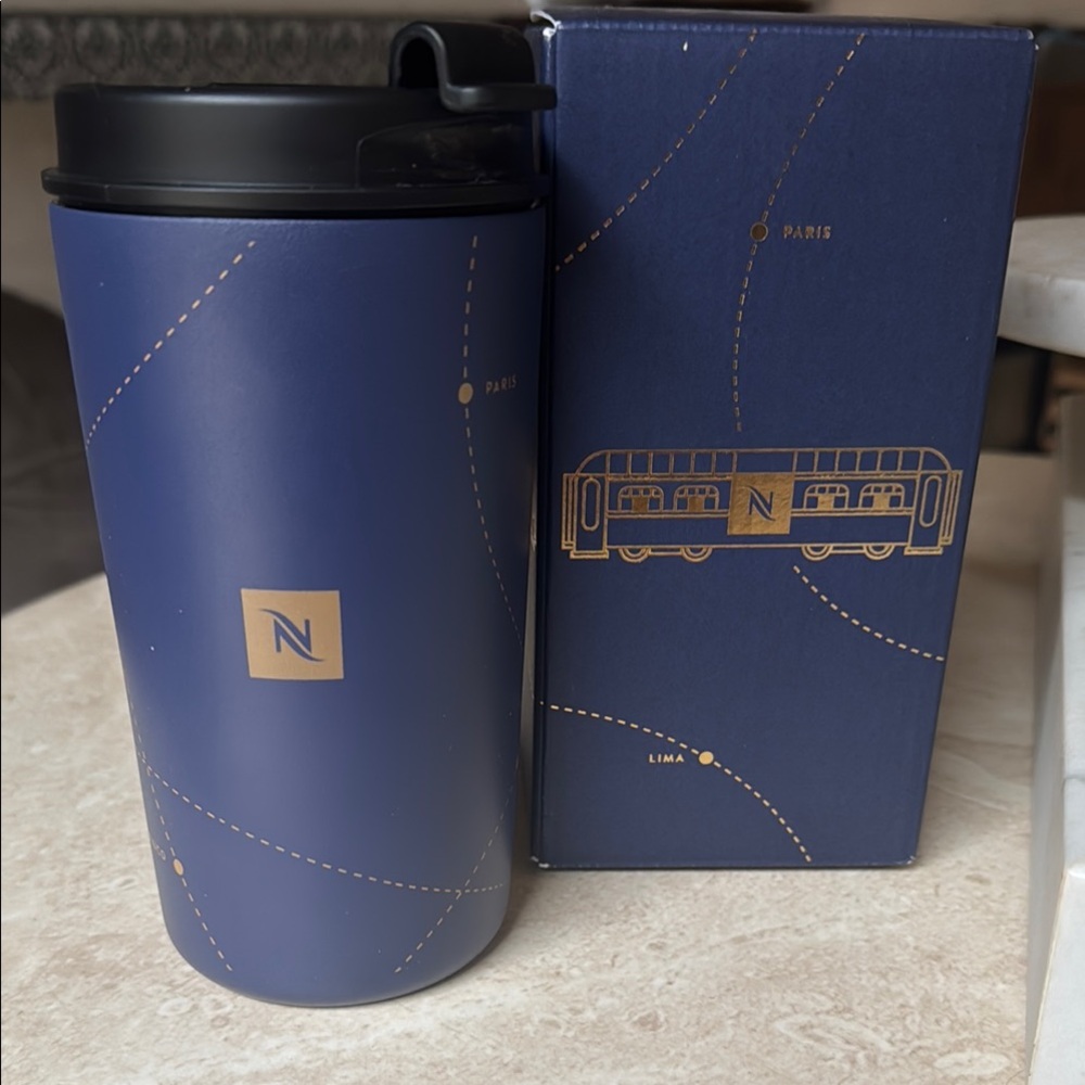 Nespresso Navy and Gold Travel Mug